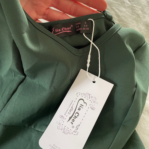 Eliacher Women's Deep V Neck Spaghetti Straps Dress with pockets - Picture 6 of 8